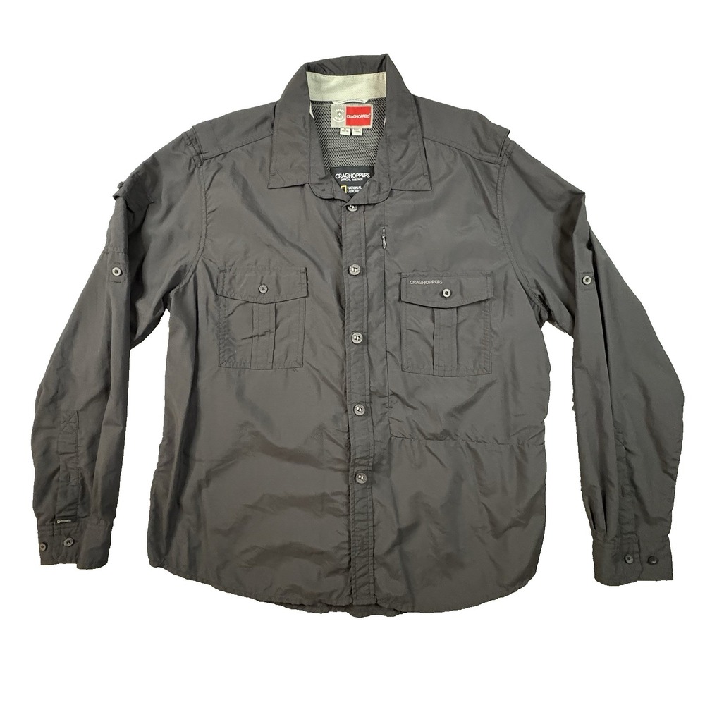 Craghoppers Men's XL Charcoal NosiLife National Geographic Hiking Safari Shirt